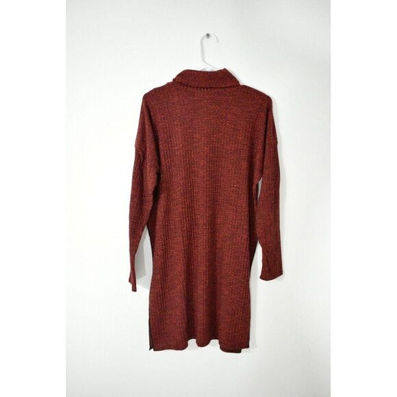 Boohoo Open Sides Slit Burnt Orange Turtleneck Tunic Sweater Fall Size 10 - Picture 4 of 7